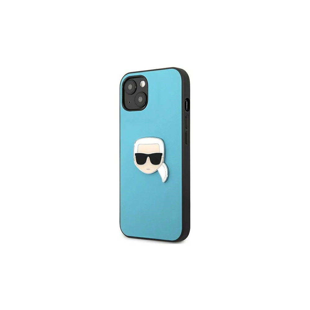 Etui Karl Lagerfeld KLHCP13SPKMB Apple iPhone 13 mini niebieski/blue hardcase Leather Ikonik Karl`s Head Metal