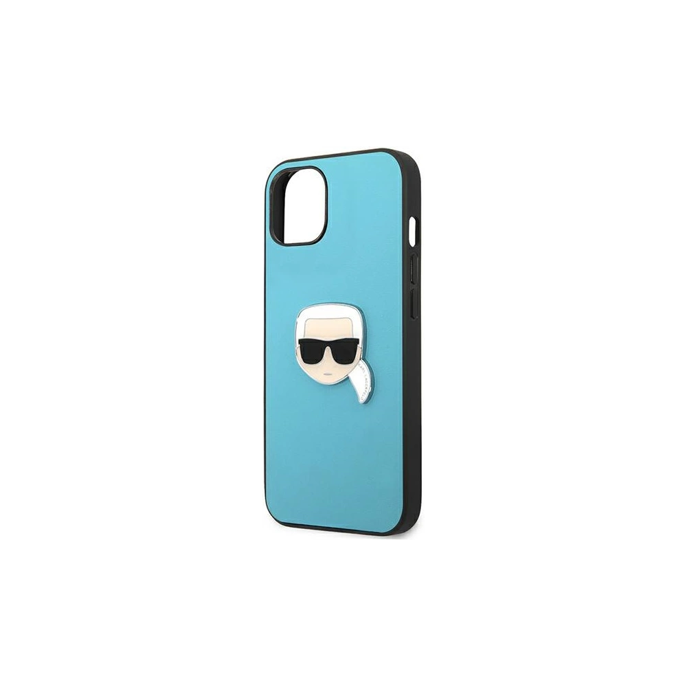 Etui Karl Lagerfeld KLHCP13SPKMB Apple iPhone 13 mini niebieski/blue hardcase Leather Ikonik Karl`s Head Metal