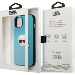 Kup Case Karl Lagerfeld KLHCP13SPKMB Apple iPhone 13 mini blau/hardcase Leder Ikonik Karls Kopf Metall - KLD732BLU - {ean13} - Sklep Home Screen