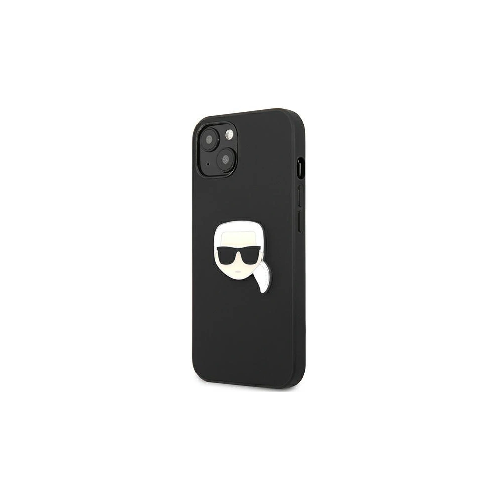 Etui Karl Lagerfeld KLHCP13SPKMK Apple iPhone 13 mini czarny/black hardcase Leather Ikonik Karl`s Head Metal