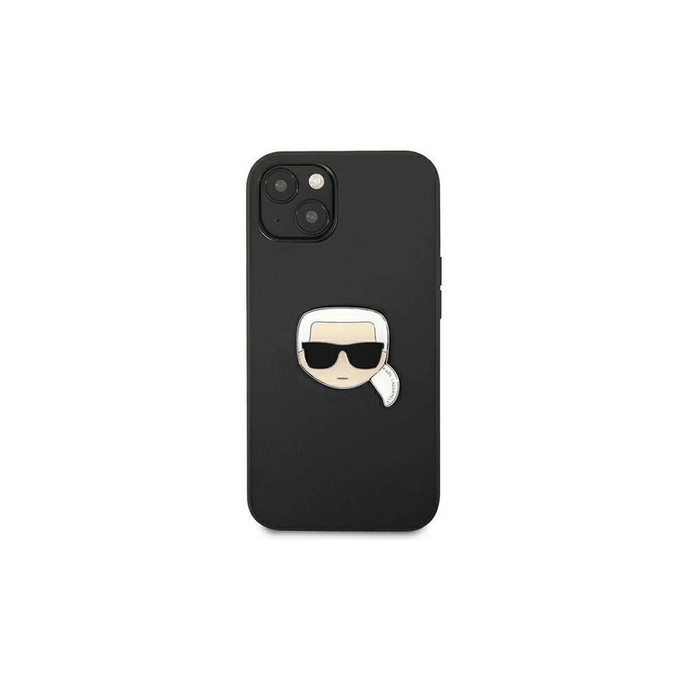 Etui Karl Lagerfeld KLHCP13SPKMK Apple iPhone 13 mini czarny/black hardcase Leather Ikonik Karl`s Head Metal