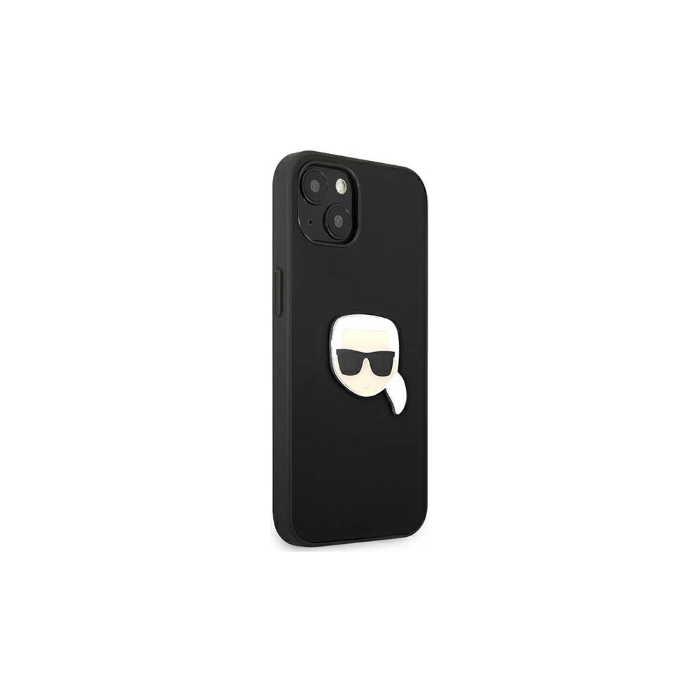 Etui Karl Lagerfeld KLHCP13SPKMK Apple iPhone 13 mini czarny/black hardcase Leather Ikonik Karl`s Head Metal