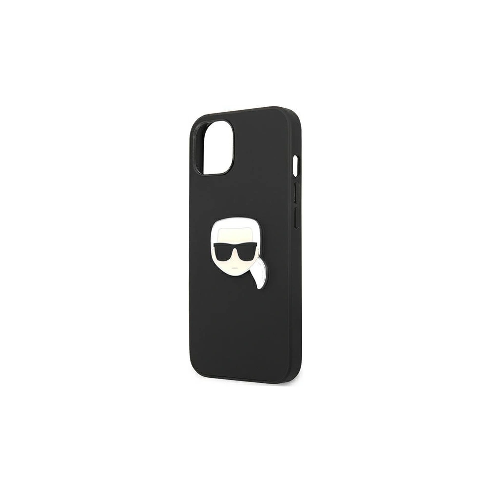 Etui Karl Lagerfeld KLHCP13SPKMK Apple iPhone 13 mini czarny/black hardcase Leather Ikonik Karl`s Head Metal
