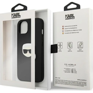 Kup Case Karl Lagerfeld KLHCP13SPKMK Apple iPhone 13 mini schwarz/black hardcase Leder Ikonik Karl`s Head Metal - KLD733BLK - {ean13} - Sklep Home Screen