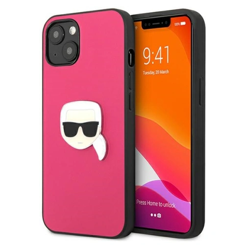 Kup Case Karl Lagerfeld KLHCP13SPKMP Apple iPhone 13 mini rosa/pink Hardcase Leder Ikonik Karl's Kopf Metall - KLD734PNK - {ean13} - Sklep Home Screen