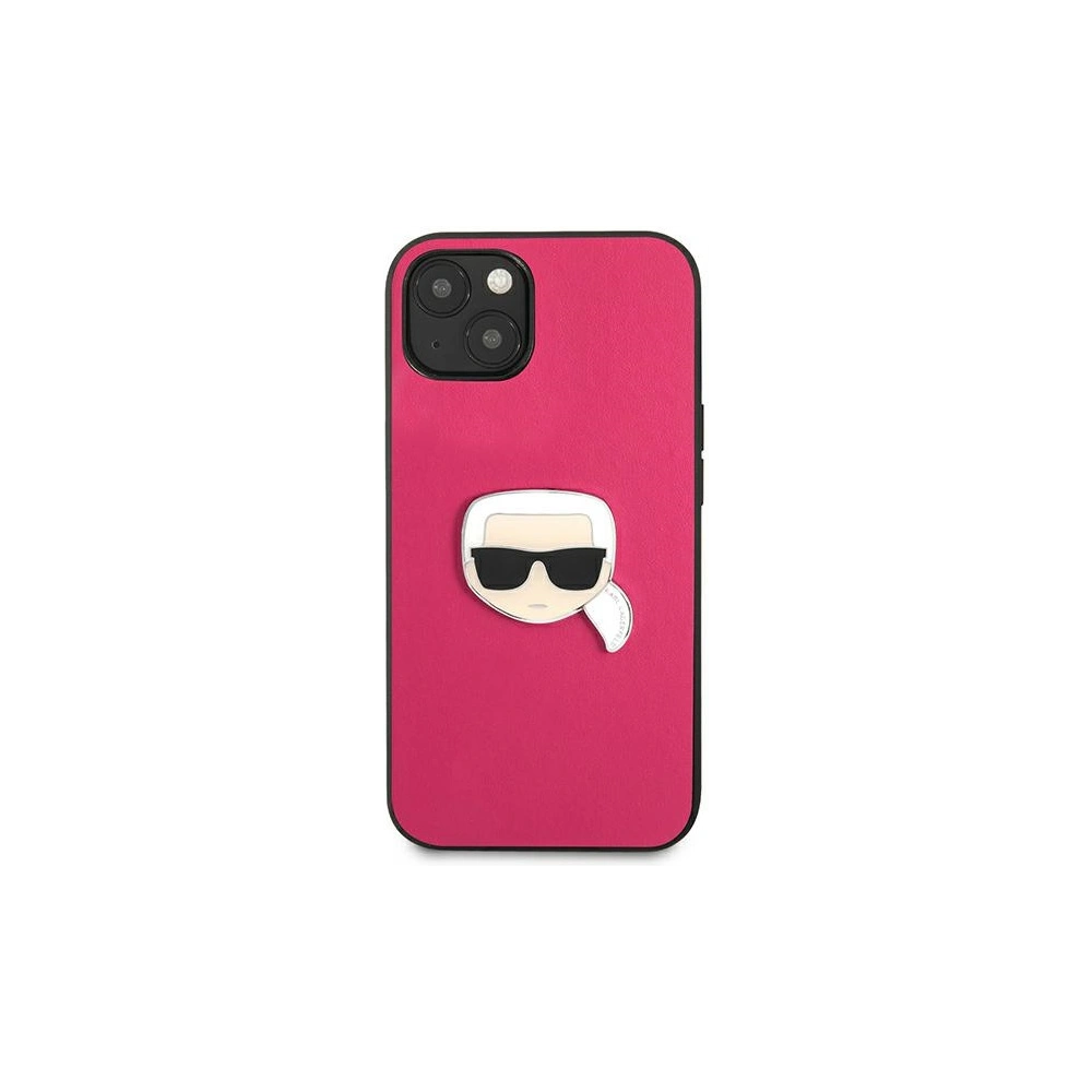Etui Karl Lagerfeld KLHCP13SPKMP Apple iPhone 13 mini różowy/pink hardcase Leather Ikonik Karl`s Head Metal