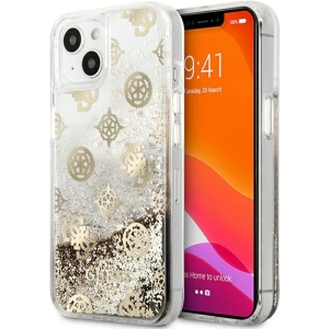 Kup Case Guess GUHCP13SLGPEGO Apple iPhone 13 mini gold/hartschale Peony Liquid Glitter - GUE1381GLD - {ean13} - Sklep Home Screen
