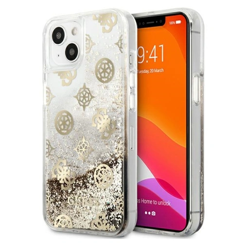 Kup Case Guess GUHCP13SLGPEGO Apple iPhone 13 mini gold/hartschale Peony Liquid Glitter - GUE1381GLD - {ean13} - Sklep Home Screen