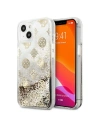 Case Guess GUHCP13SLGPEGO Apple iPhone 13 mini gold/hartschale Peony Liquid Glitter