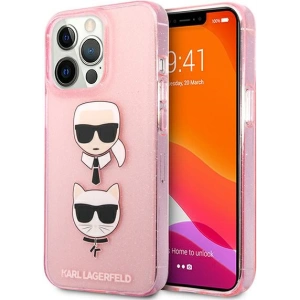 Case Karl Lagerfeld KLHCP13XKCTUGLP Apple iPhone 13 Pro Max rosa/pink Hartschale Glitter Karl`s & Choupette