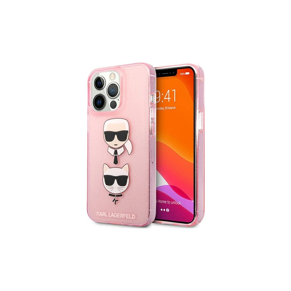 Etui Karl Lagerfeld KLHCP13XKCTUGLP Apple iPhone 13 Pro Max różowy/pink hardcase Glitter Karl`s & Choupette