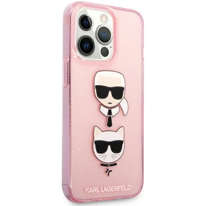 Case Karl Lagerfeld KLHCP13XKCTUGLP Apple iPhone 13 Pro Max rosa/pink Hartschale Glitter Karl`s & Choupette