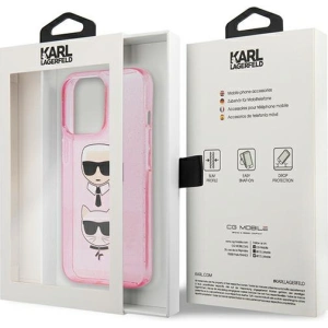 Etui Karl Lagerfeld KLHCP13XKCTUGLP Apple iPhone 13 Pro Max rózsaszín/pink hardcase Glitter Karl`s & Choupette