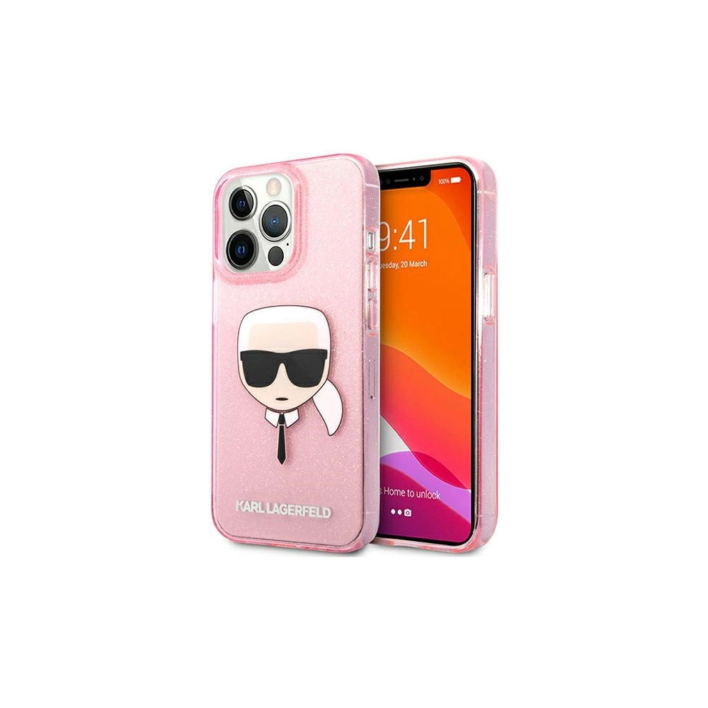 Etui Karl Lagerfeld KLHCP13XKHTUGLP Apple iPhone 13 Pro Max różowy/pink hardcase Glitter Karl`s Head