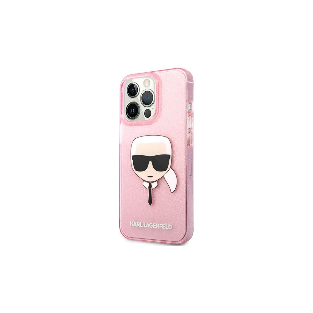 Etui Karl Lagerfeld KLHCP13XKHTUGLP Apple iPhone 13 Pro Max różowy/pink hardcase Glitter Karl`s Head