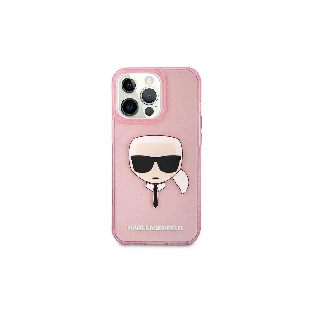 Etui Karl Lagerfeld KLHCP13XKHTUGLP Apple iPhone 13 Pro Max różowy/pink hardcase Glitter Karl`s Head