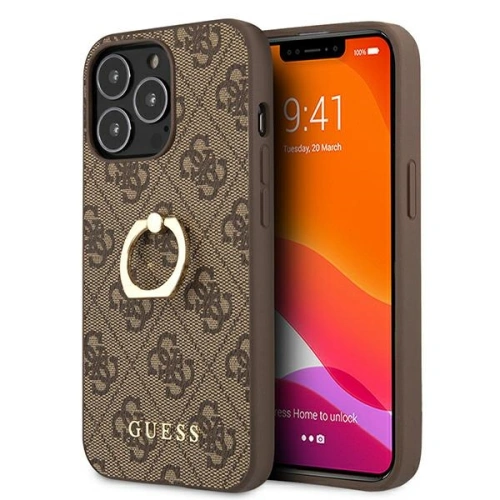 Buy Guess GUHCP13X4GMRBR Apple iPhone 13 Pro Max brown hardcase 4G with ring stand - GUE1386BR - {ean13} - Home Screen Store Europe