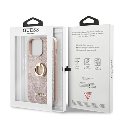 Buy Guess GUHCP13X4GMRPI Apple iPhone 13 Pro Max pink hardcase 4G with ring stand - GUE1387PNK - {ean13} - Home Screen Store Europe
