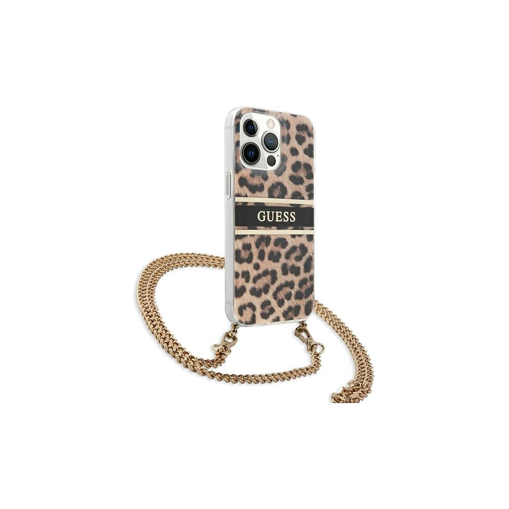 Etui Guess GUHCP13XKBCLE Apple iPhone 13 Pro Max Leopard hardcase Gold Strap