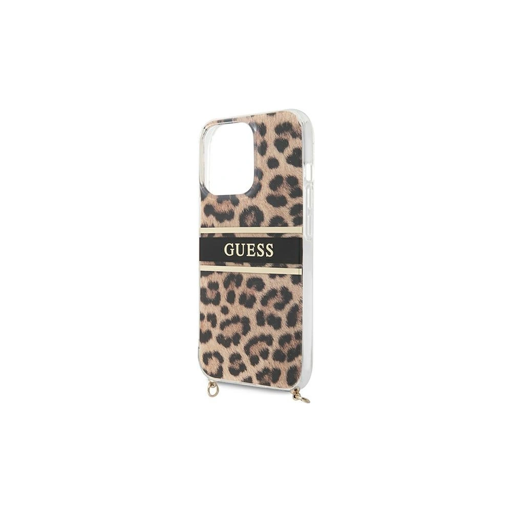 Etui Guess GUHCP13XKBCLE Apple iPhone 13 Pro Max Leopard hardcase Gold Strap
