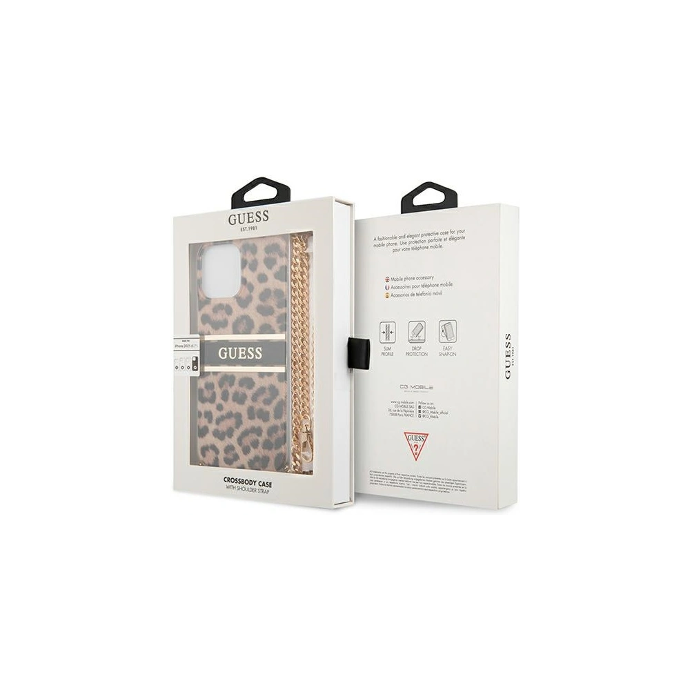 Etui Guess GUHCP13XKBCLE Apple iPhone 13 Pro Max Leopard hardcase Gold Strap