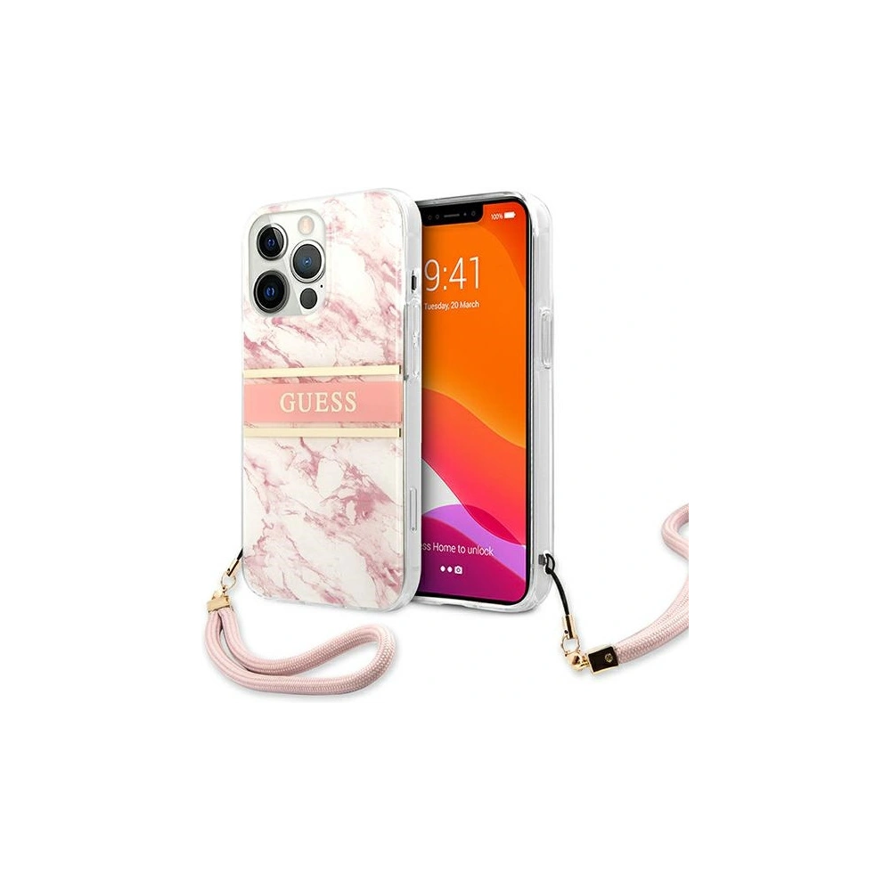 Etui Guess GUHCP13XKMABPI Apple iPhone 13 Pro Max różowy/pink hardcase Marble Strap Collection