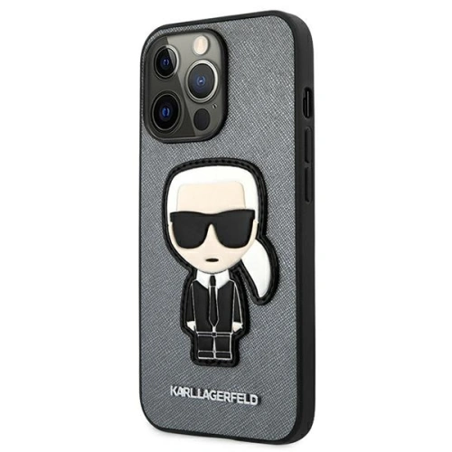Buy Karl Lagerfeld KLHCP13XOKPG Apple iPhone 13 Pro Max silver hardcase Saffiano Ikonik Karl`s Patch - KLD742SLV - {ean13} - Home Screen Store Europe