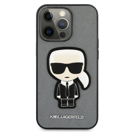 Buy Karl Lagerfeld KLHCP13XOKPG Apple iPhone 13 Pro Max silver hardcase Saffiano Ikonik Karl`s Patch - KLD742SLV - {ean13} - Home Screen Store Europe