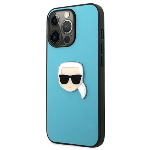 Kup Case Karl Lagerfeld KLHCP13XPKMB Apple iPhone 13 Pro Max blau/hardcase Leder Ikonik Karls Kopf Metall - KLD743BLU - {ean13} - Sklep Home Screen