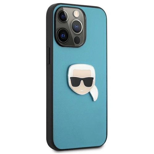Kup Case Karl Lagerfeld KLHCP13XPKMB Apple iPhone 13 Pro Max blau/hardcase Leder Ikonik Karls Kopf Metall - KLD743BLU - {ean13} - Sklep Home Screen