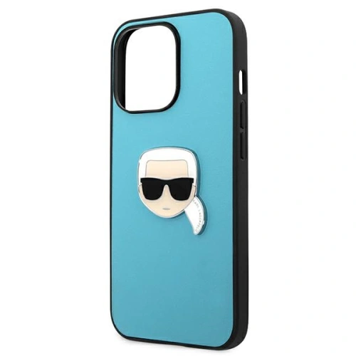 Kup Case Karl Lagerfeld KLHCP13XPKMB Apple iPhone 13 Pro Max blau/hardcase Leder Ikonik Karls Kopf Metall - KLD743BLU - {ean13} - Sklep Home Screen