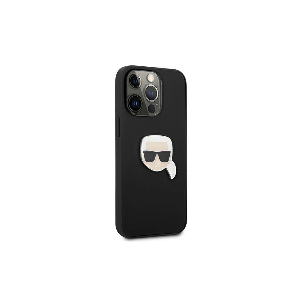 Etui Karl Lagerfeld KLHCP13XPKMK Apple iPhone 13 Pro Max czarny/black hardcase Leather Ikonik Karl`s Head Metal