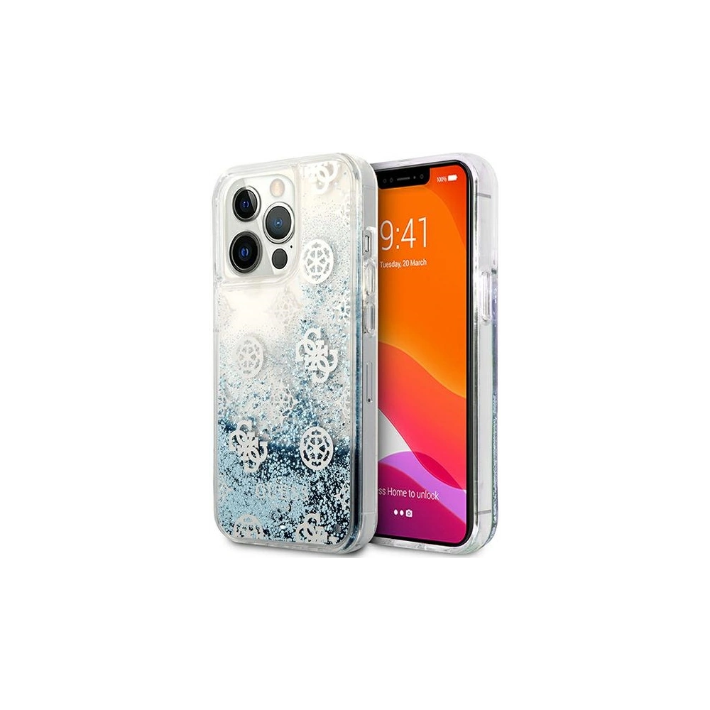 Etui Guess GUHCP13XLGPEBL Apple iPhone 13 Pro Max niebieski/blue hardcase Peony Liquid Glitter