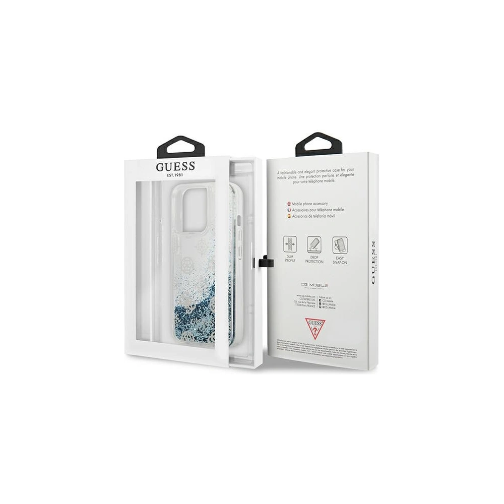 Etui Guess GUHCP13XLGPEBL Apple iPhone 13 Pro Max niebieski/blue hardcase Peony Liquid Glitter