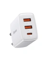 Încărcătorul de rețea Baseus Compact Quick Charger, 2xUSB, USB-C, PD, 3A, 30W (alb)