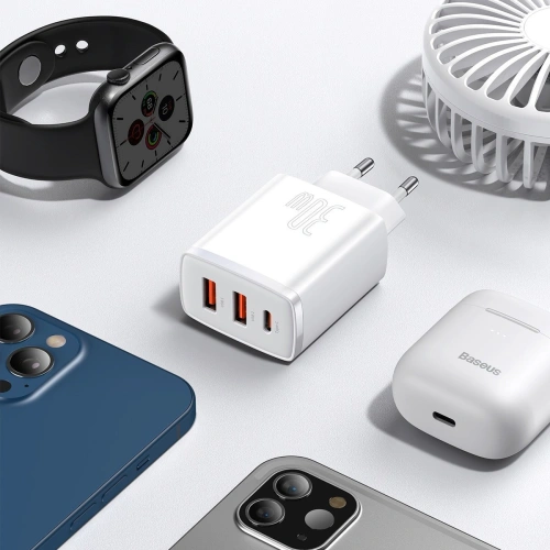 Kup Síťová nabíječka Baseus Compact Quick Charger, 2xUSB, USB-C, PD, 3A, 30W (bílá) - BSU2896WHT - {ean13} - Sklep Home Screen
