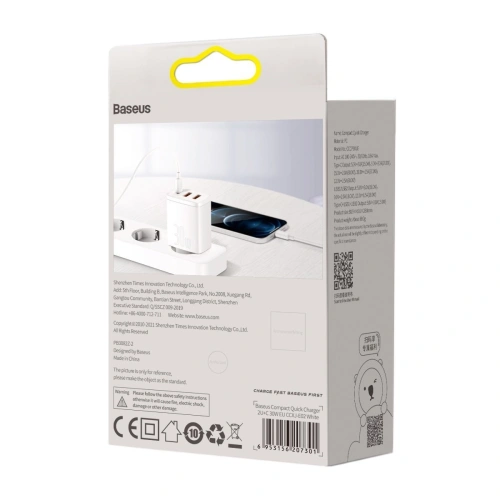 Kup Netzteil Baseus Compact Quick Charger, 2xUSB, USB-C, PD, 3A, 30W (weiß) - BSU2896WHT - {ean13} - Sklep Home Screen
