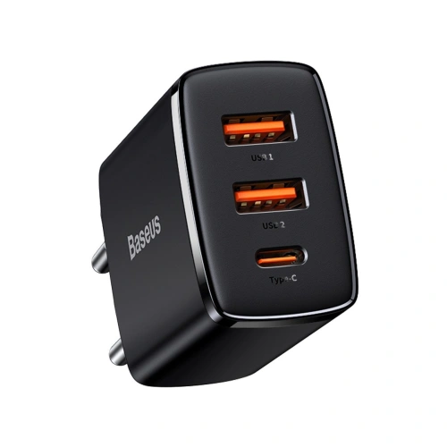 Kup Nabíječka Baseus Compact Quick Charger, 2xUSB, USB-C, PD, 3A, 30W (černá) - BSU2897BLK - {ean13} - Sklep Home Screen
