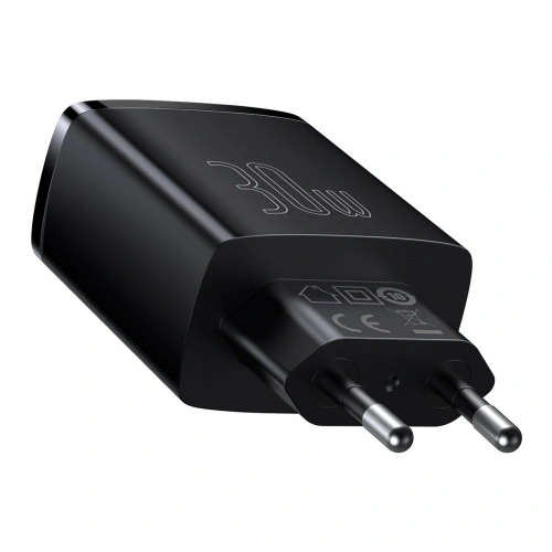 Buy Baseus Compact Quick Charger, 2xUSB, USB-C, PD, 3A, 30W (black) - BSU2897BLK - {ean13} - Home Screen Store Europe