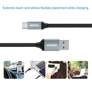 Kup Kabel Choetech USB-A do USB-C Nylon 1m - CHT012 - {ean13} - Sklep Home Screen