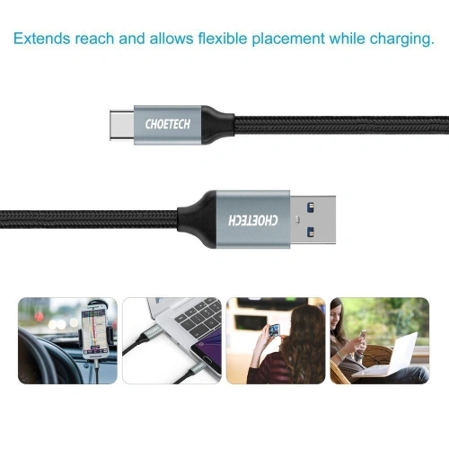 Kup Kabel Choetech USB-A auf USB-C Nylon 1m - CHT012 - {ean13} - Sklep Home Screen