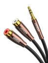 UGREEN AV194 Kábel mužský 3,5mm Jack na 2x ženský RCA (Cinch) 0.25m