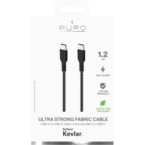 Kup Kábel PURO Fabric Ultra Strong nehéz teherbírású USB-C/USB-C 1,2m (fekete) - PUR506BLK - {ean13} - Sklep Home Screen