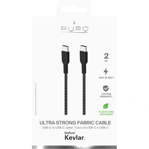 Kup Kábel PURO Fabric Ultra Strong heavy duty USB-C/USB-C 2m (fekete) - PUR507BLK - {ean13} - Sklep Home Screen