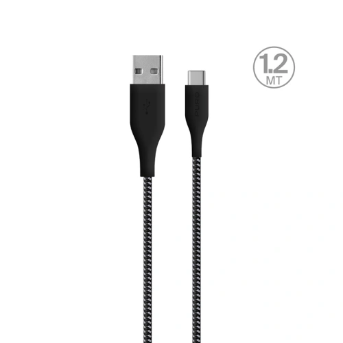 Kup Kábel PURO Fabric Ultra Strong nehéz használatra USB-A/USB-C 1,2m (fekete) - PUR508BLK - {ean13} - Sklep Home Screen