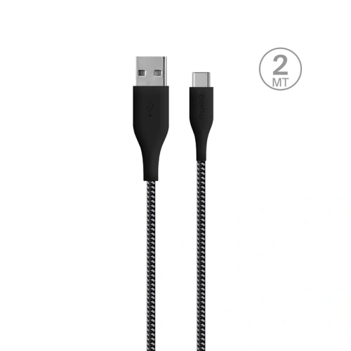 Kup Kabel PURO Fabric Ultra Strong heavy duty USB-A/USB-C 2m (černý) - PUR509BLK - {ean13} - Sklep Home Screen