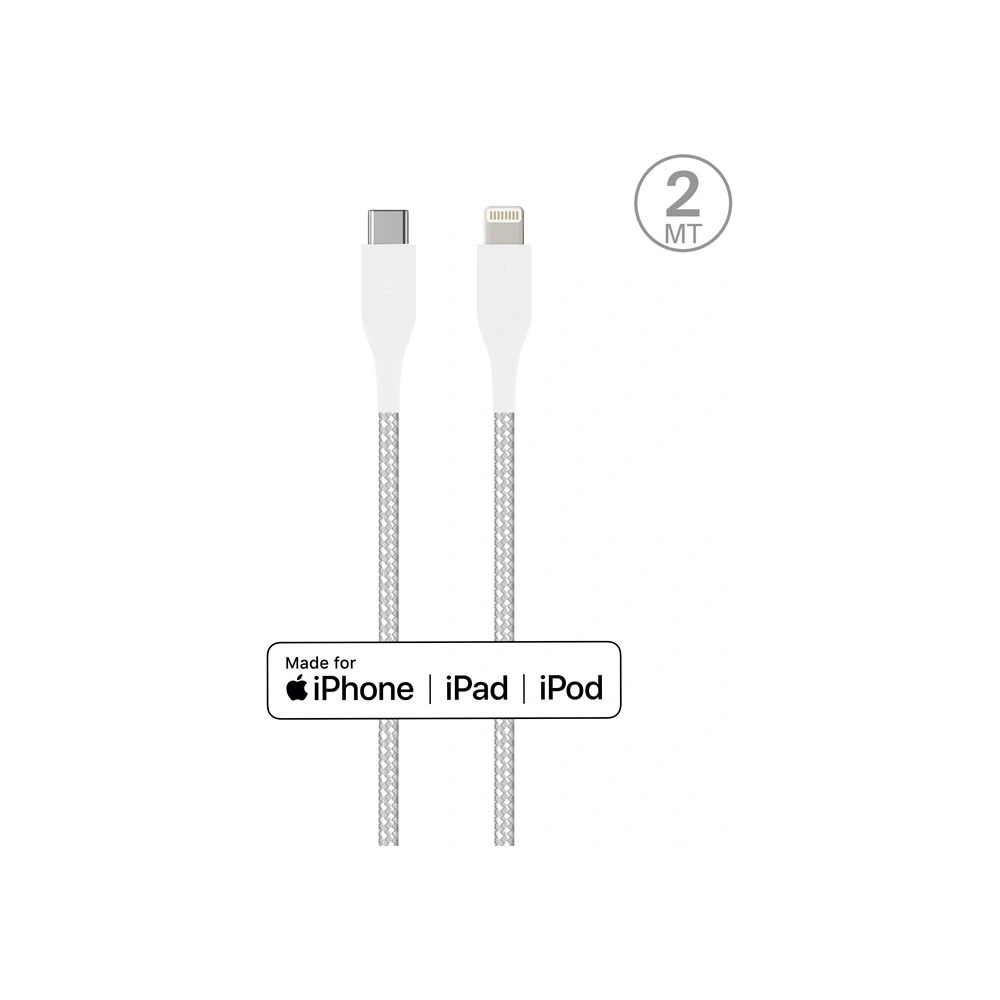 Kabel PURO Fabric Ultra Strong heavy duty USB-C/Lightning MFi 2m (biały)