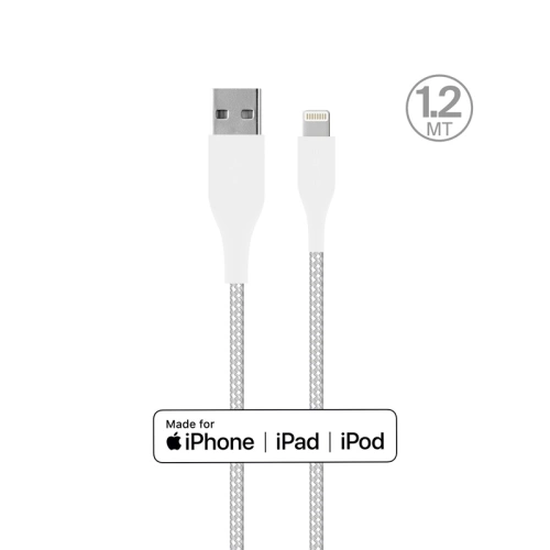Kup Kábel PURO Fabric Ultra Strong nehéz igénybevételű USB-A/Lightning MFi 1,2m (fehér) - PUR512WHT - {ean13} - Sklep Home Screen
