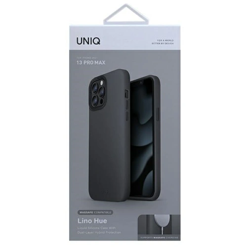Kup Etui UNIQ Lino Hue MagSafe Apple iPhone 13 Pro Max šedý/charcoal grey - UNIQ513GRY - {ean13} - Sklep Home Screen