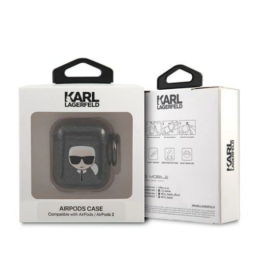 Kup Karl Lagerfeld Apple Tasche KLA2UKHGK AirPods Hülle schwarz/schwarz Glitter Karl`s Head - KLD747BLK - {ean13} - Sklep Home Screen